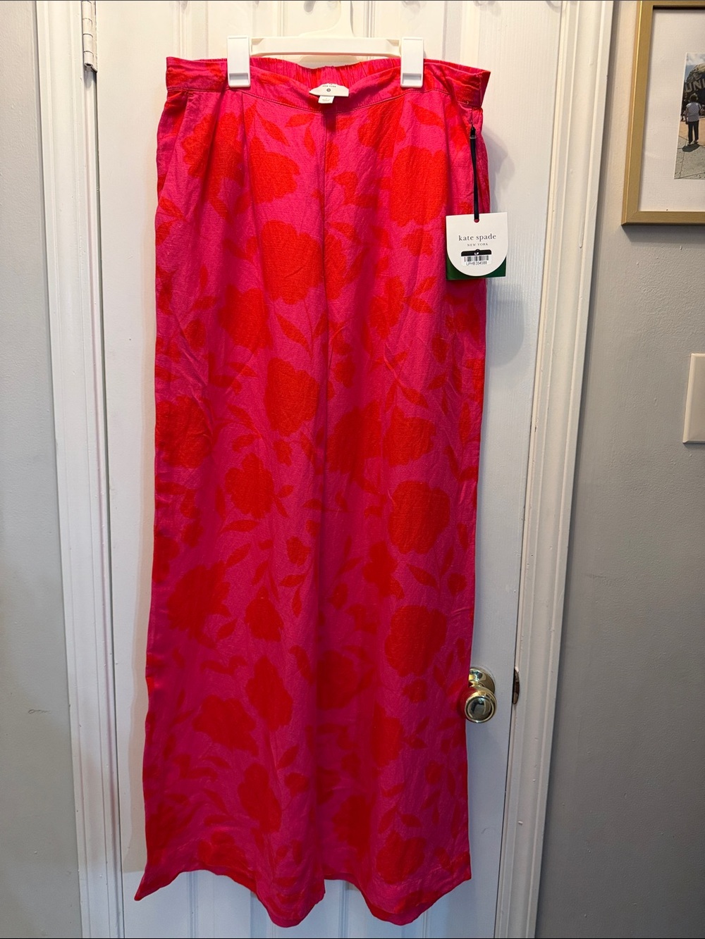 kate spade pink and red floral midi skirt